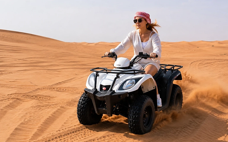 dubai desert safari with quad bike bbq dinner